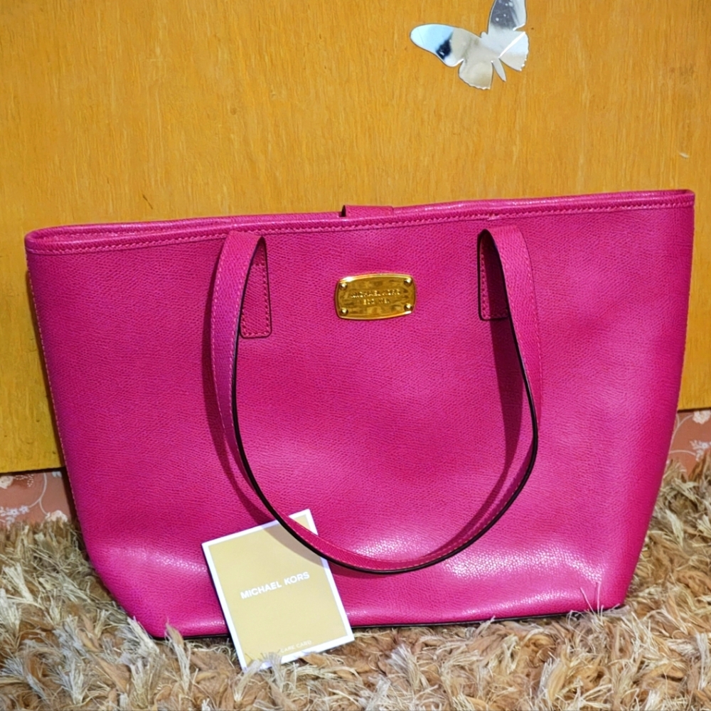 Michael Kors Fuschia Leather Tote Bag